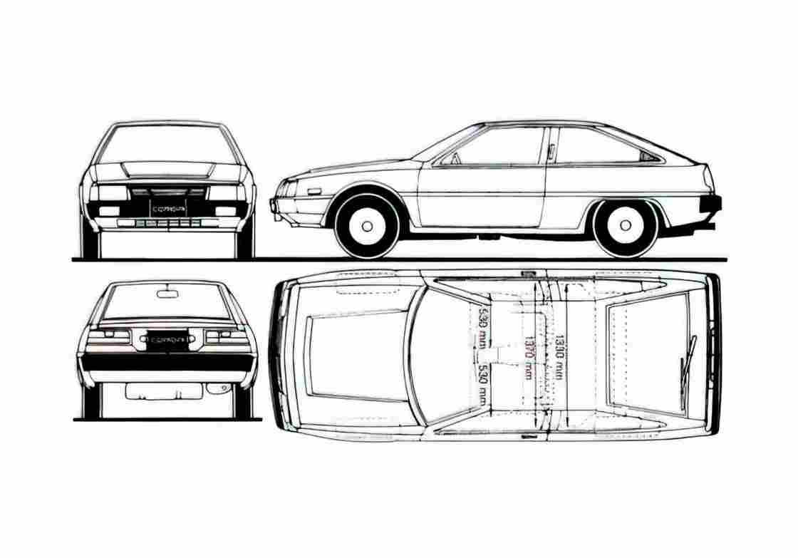 Blueprint Mitsubishi Cordia Hatchback 1985 A4 Photo Print