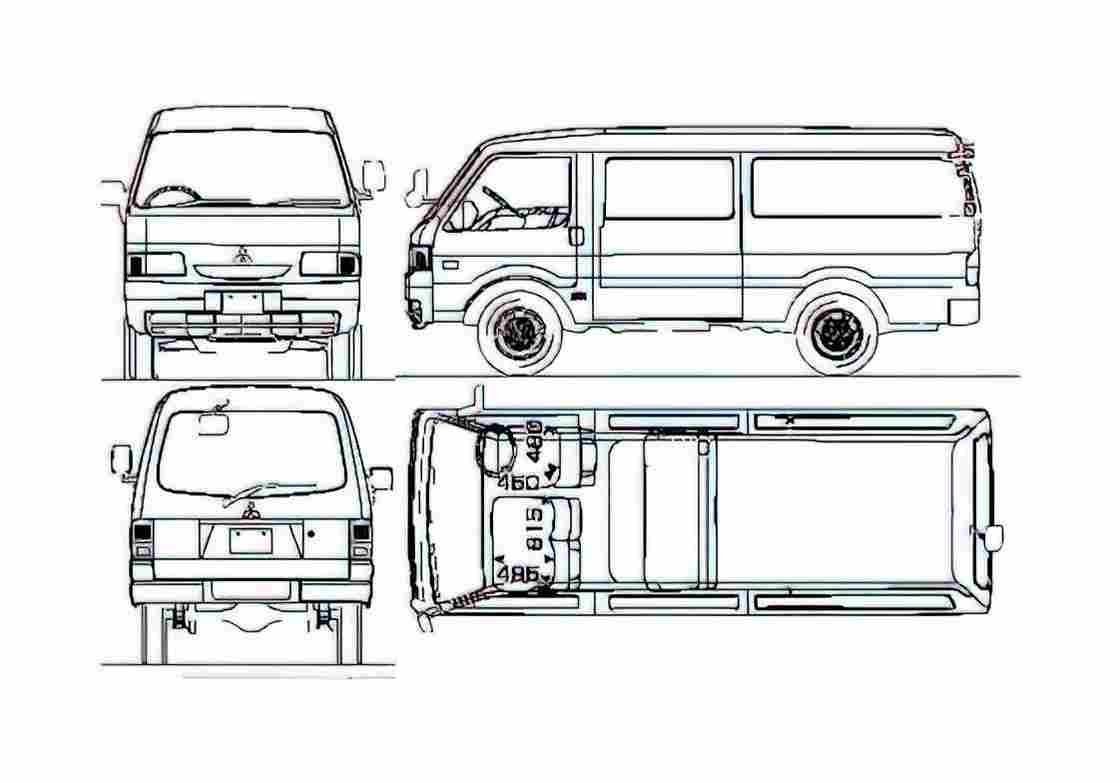 Blueprint Mitsubishi Delica Cargo Van 2010 A4 Photo Print