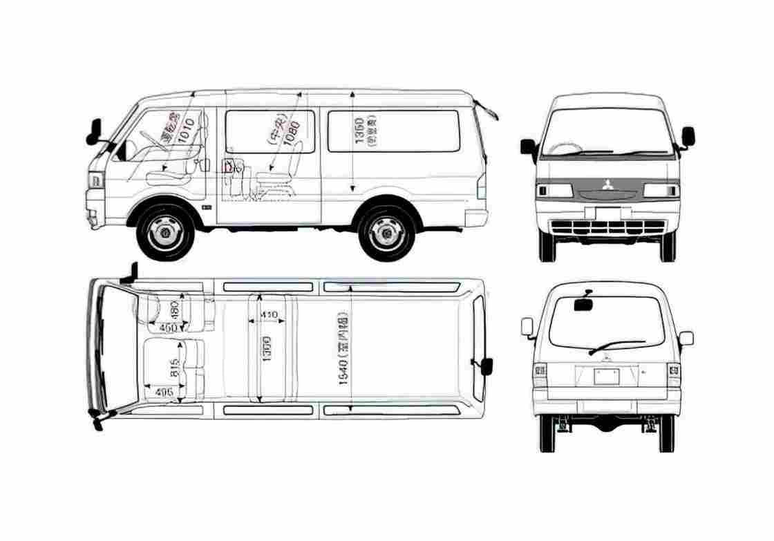 Blueprint Mitsubishi Delica Microvan 2005 A4 Photo Print