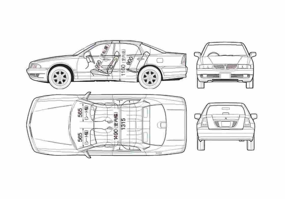 Blueprint Mitsubishi Diamante Sedan 2005 A4 Photo Print