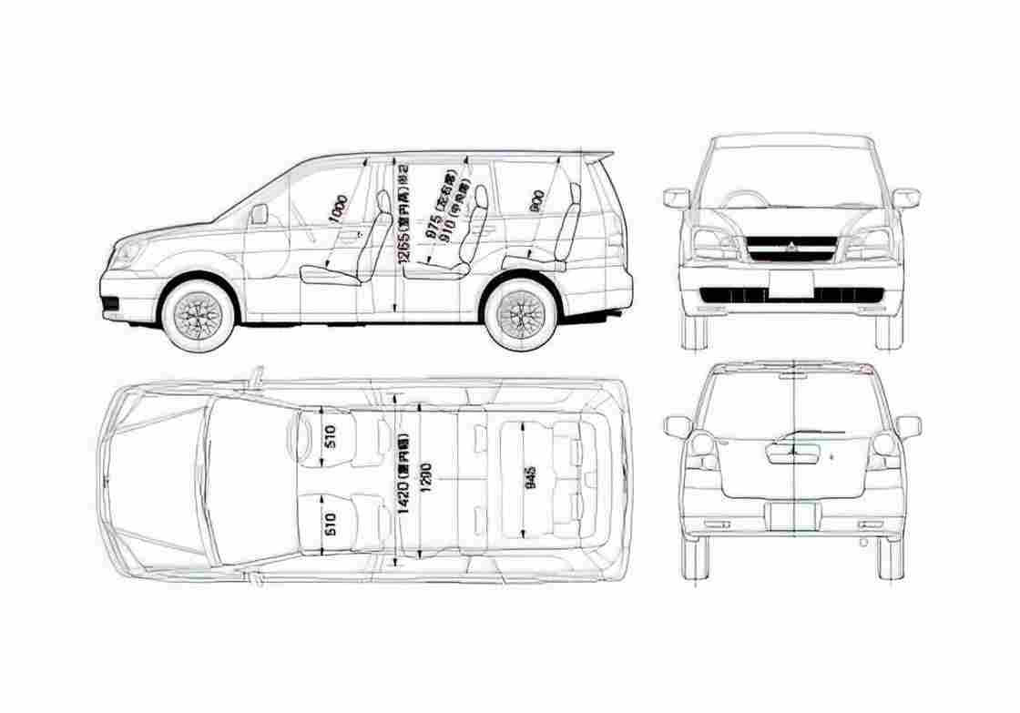 Blueprint Mitsubishi Dion SUV 2005 A4 Photo Print