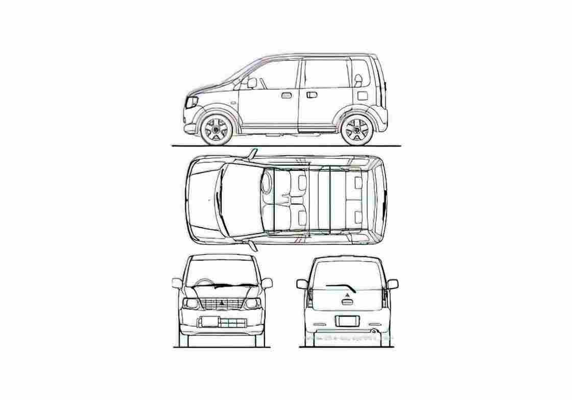 Blueprint Mitsubishi EK Microvan 2010 A4 Photo Print
