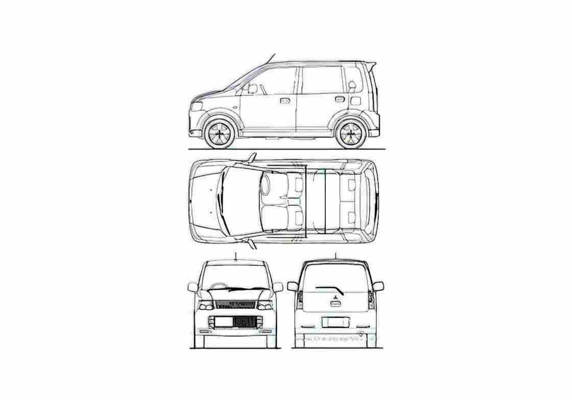 Blueprint Mitsubishi EK Sport Microvan 2010 A4 Photo Print