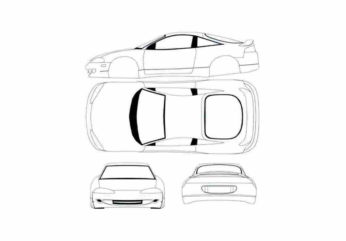 Blueprint Mitsubishi Eclipse II Coupe 1995 A4 Photo Print