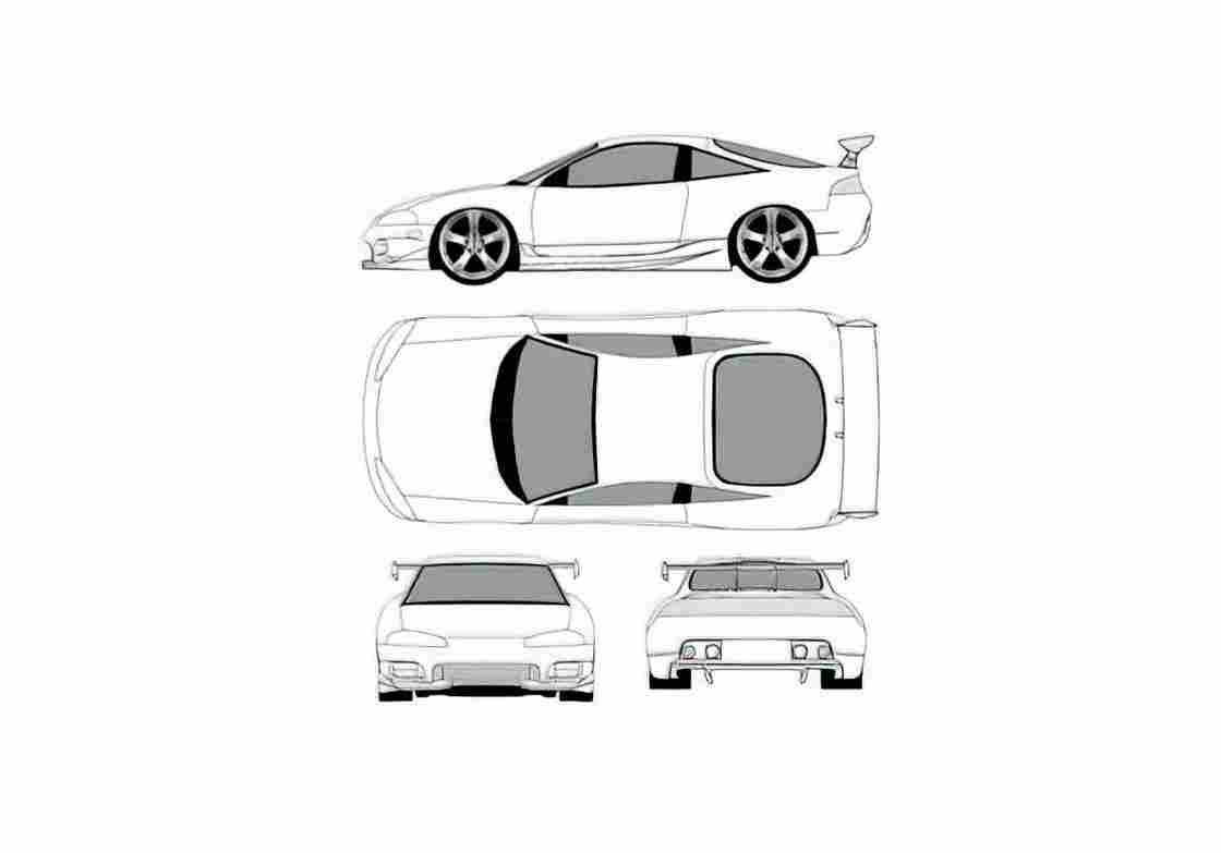 Blueprint Mitsubishi Eclipse II Tuning Coupe 1995 A4 Photo Print