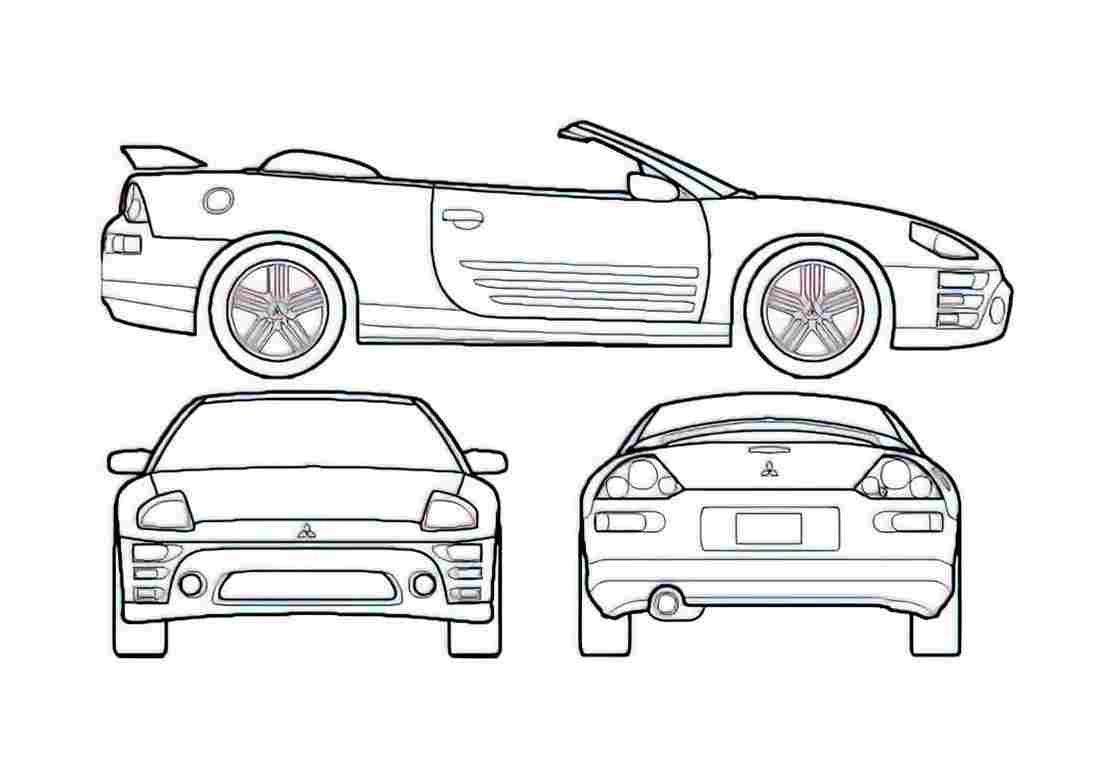 Blueprint Mitsubishi Eclipse III Convertible Cabriolet 2001 A4 Photo Print