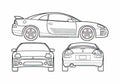 Blueprint Mitsubishi Eclipse III Coupe 2001 A4 Photo Print
