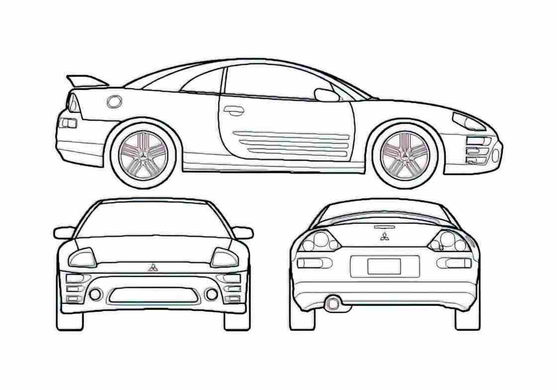 Blueprint Mitsubishi Eclipse III Coupe 2001 A4 Photo Print
