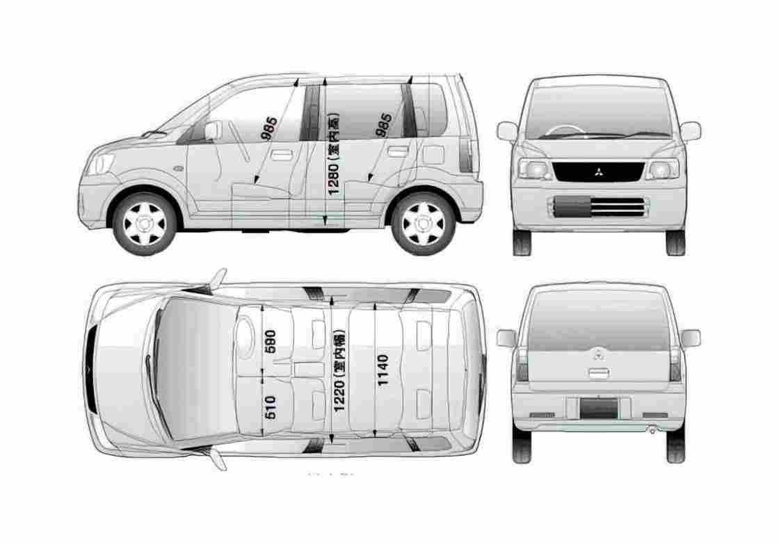 Blueprint Mitsubishi Ek Hatchback 2005 A4 Photo Print