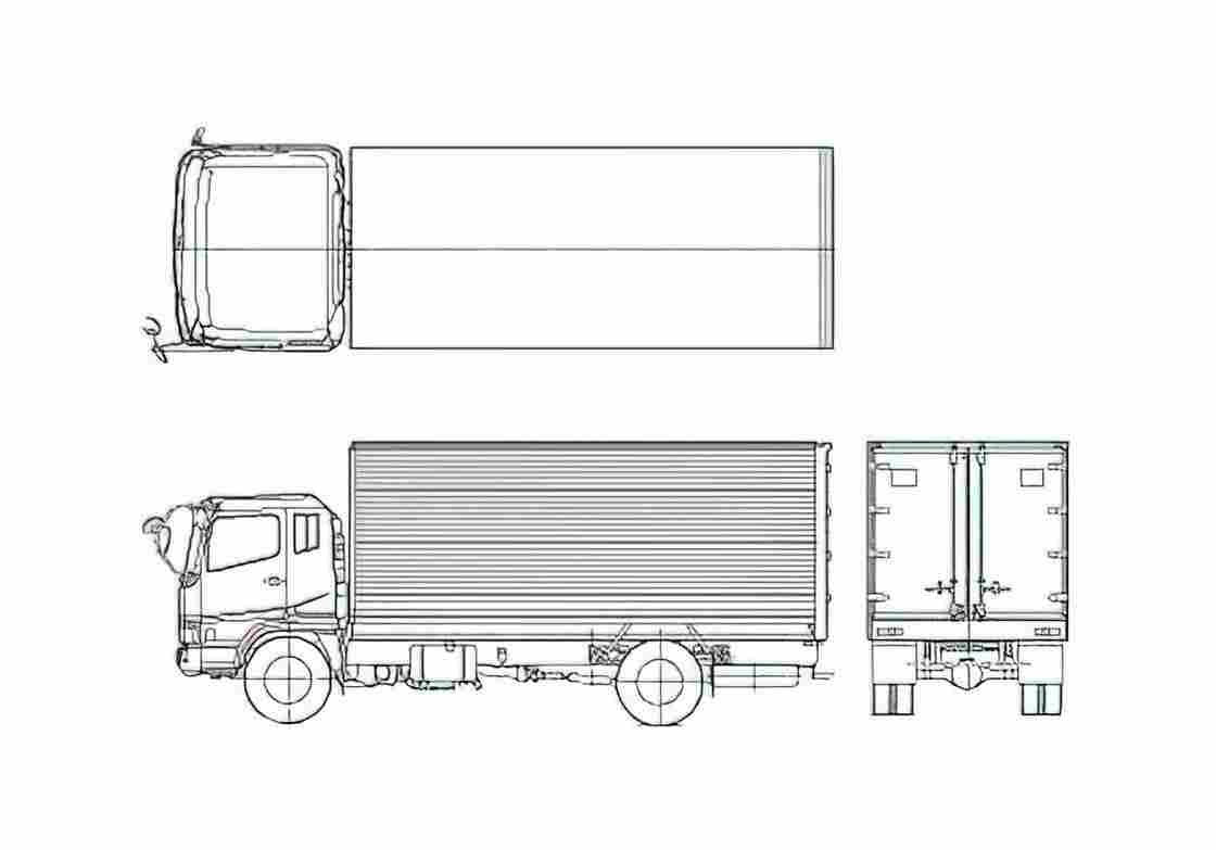 Blueprint Mitsubishi FP517JR Truck 2005 A4 Photo Print