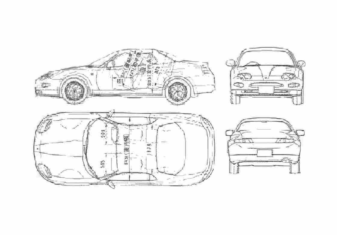 Blueprint Mitsubishi FTO Coupe 1998 A4 Photo Print