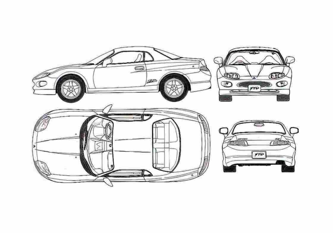 Blueprint Mitsubishi FTO GS Coupe 1998 A4 Photo Print