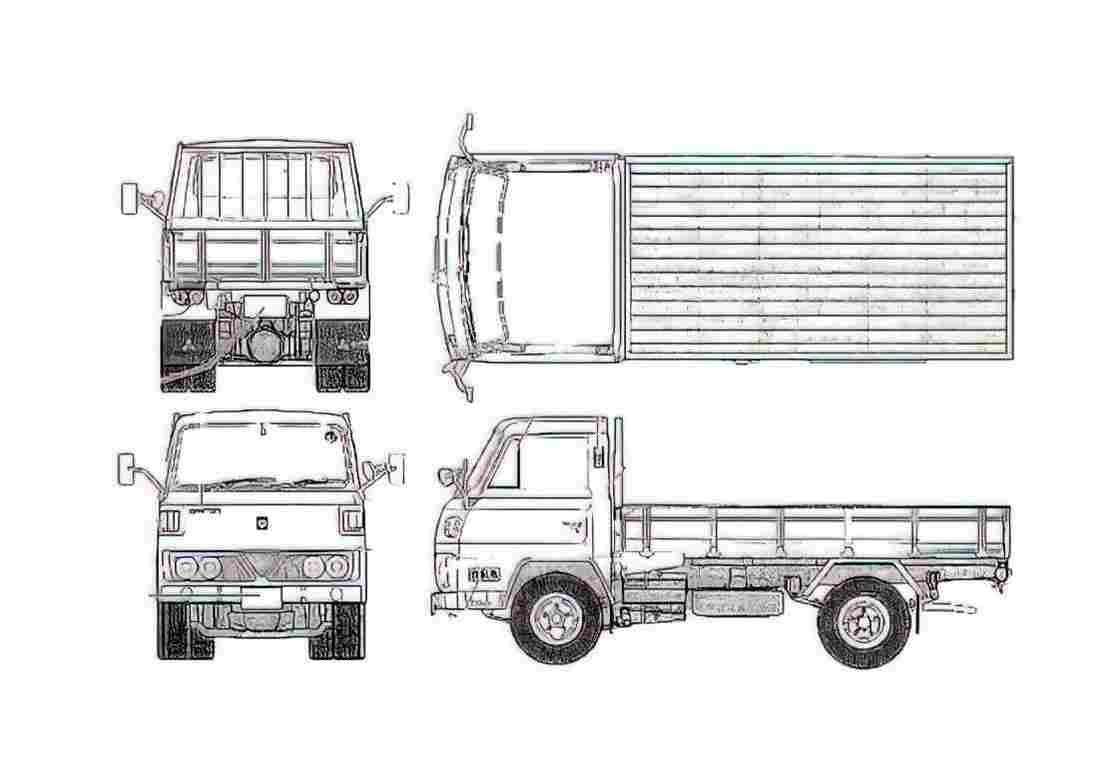 Blueprint Mitsubishi Fuso Canter T200 Truck 1975 A4 Photo Print
