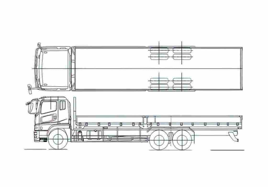 Blueprint Mitsubishi Fuso Super Great 6x2 Truck A4 Photo Print
