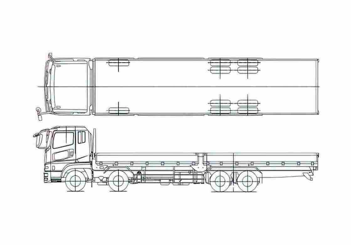 Blueprint Mitsubishi Fuso Super Great 8x4 Truck A4 Photo Print