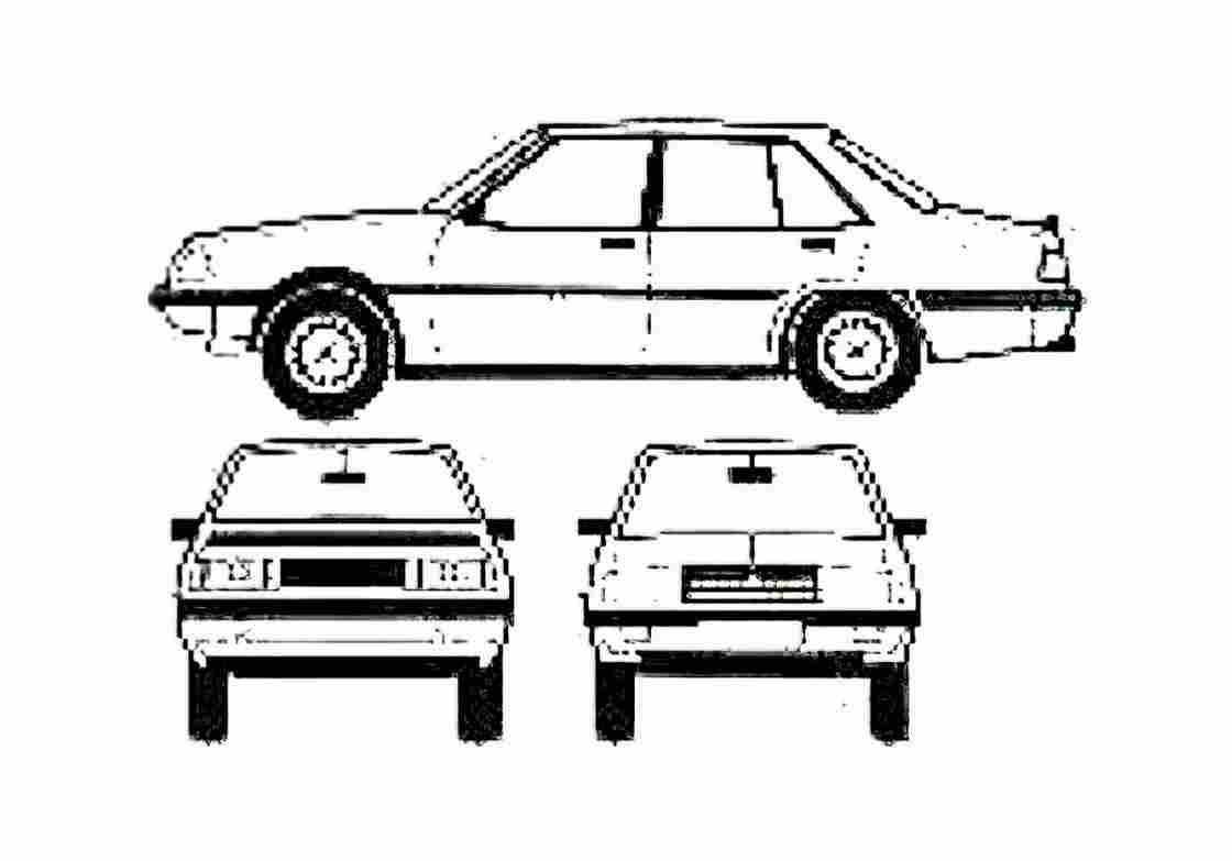 Blueprint Mitsubishi Galant 2000 Turbo Sedan 1979 A4 Photo Print