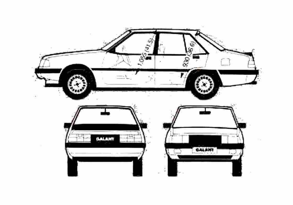 Blueprint Mitsubishi Galant 2000 Turbo Sedan 1982 A4 Photo Print