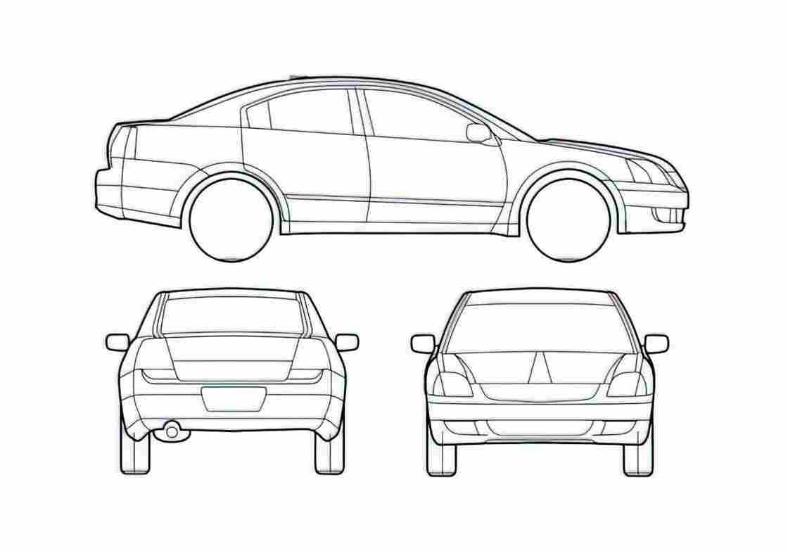 Blueprint Mitsubishi Galant 380 Sedan 2007 A4 Photo Print