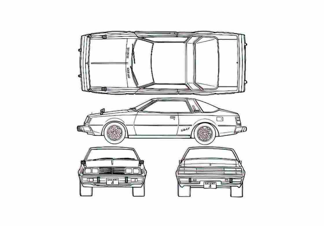 Blueprint Mitsubishi Galant Sapporo Coupe 1976 A4 Photo Print