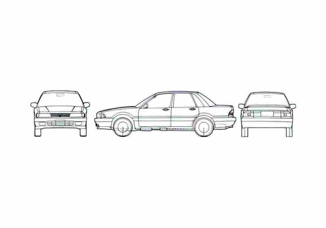 Blueprint Mitsubishi Galant Sedan 1985 A4 Photo Print
