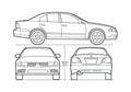 Blueprint Mitsubishi Galant Sedan 1995 A4 Photo Print