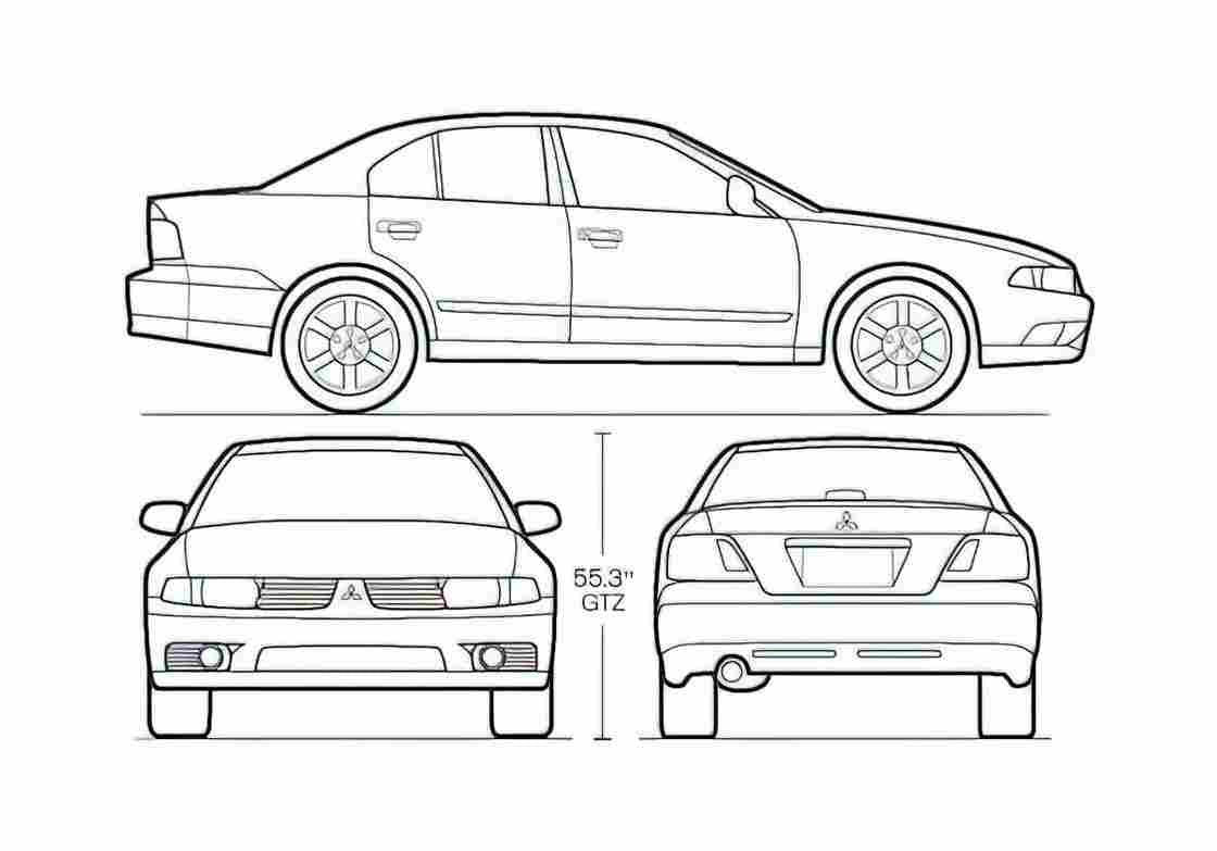 Blueprint Mitsubishi Galant Sedan 1995 A4 Photo Print
