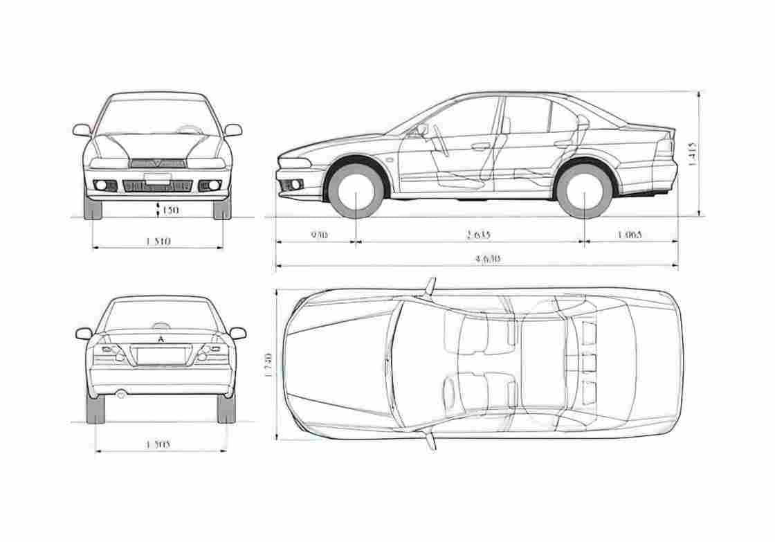 Blueprint Mitsubishi Galant VIII Sedan 1996 A4 Photo Print