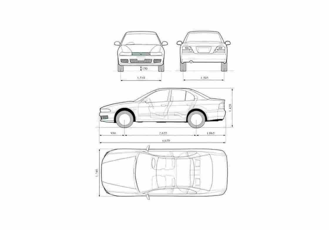 Blueprint Mitsubishi Gallant VIII Sedan 1996 A4 Photo Print