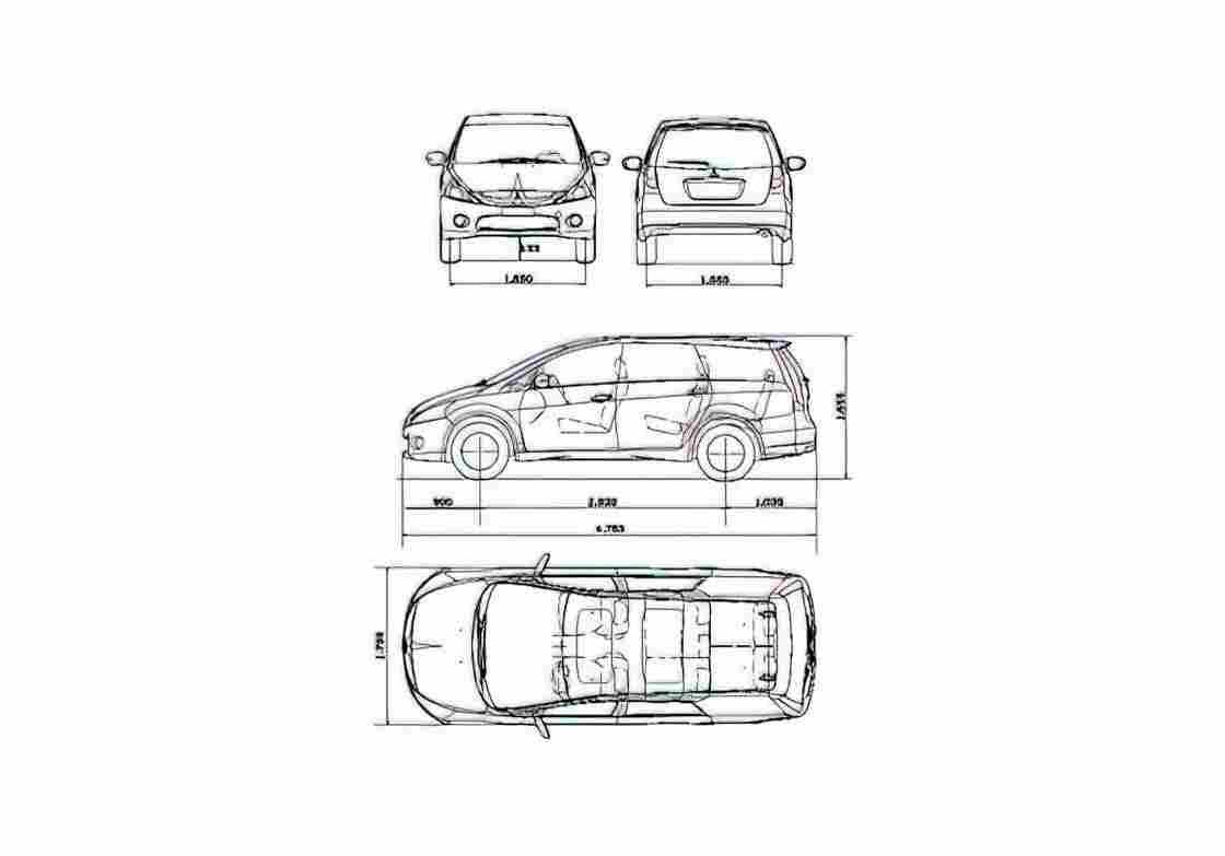 Blueprint Mitsubishi Grandis Minivan 2003 A4 Photo Print