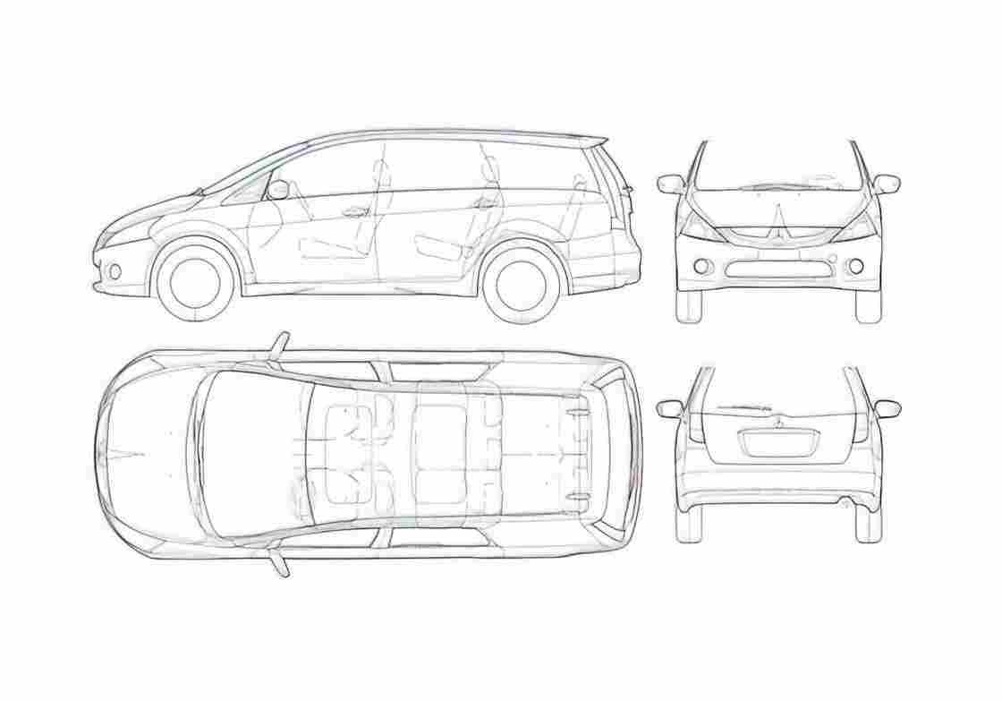 Blueprint Mitsubishi Grandis Wagon 2005 A4 Photo Print