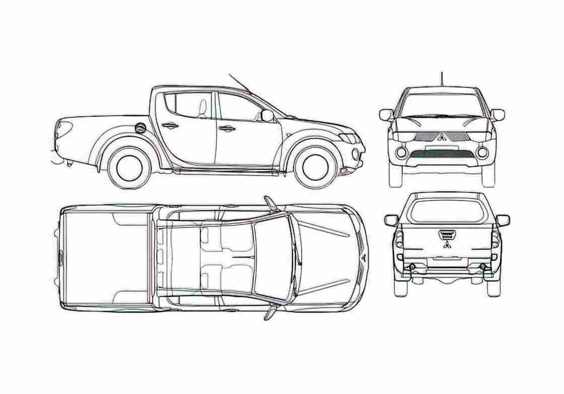 Blueprint Mitsubishi Hunter Pick up 2007 A4 Photo Print