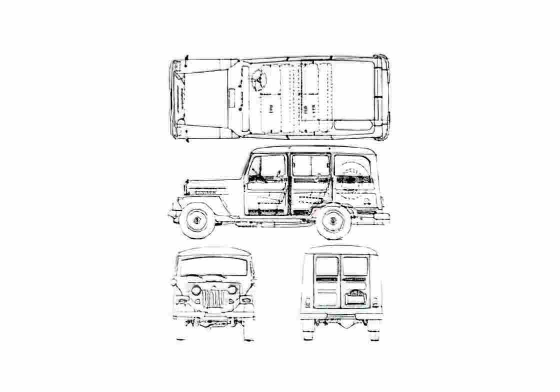 Blueprint Mitsubishi Jeep J 30 SUV A4 Photo Print