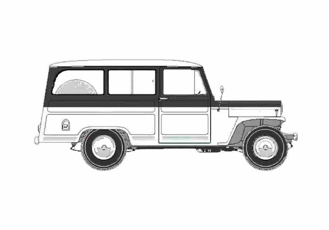 Blueprint Mitsubishi Jeep J11 Staqtion Wagon 1967 A4 Photo Print