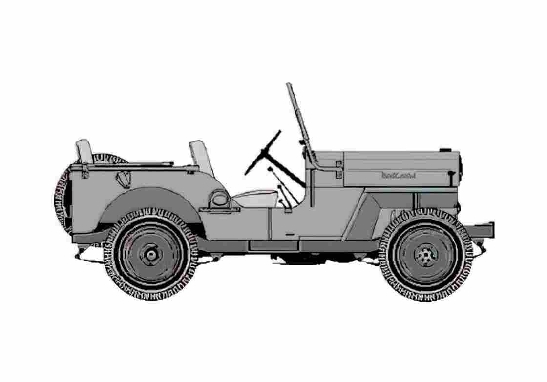 Blueprint Mitsubishi Jeep J3 SUV 1953 A4 Photo Print