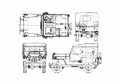 Blueprint Mitsubishi Jeep J3 SUV 1967 A4 Photo Print