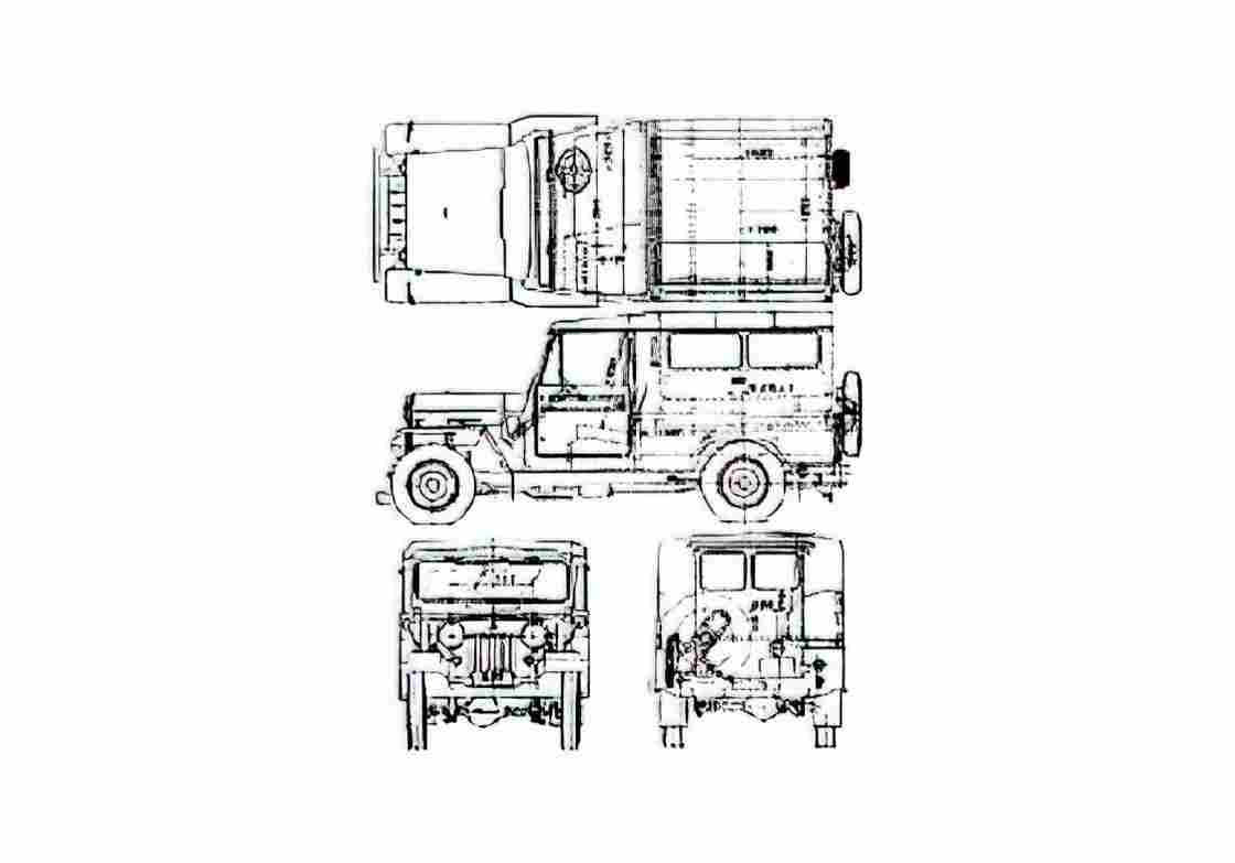 Blueprint Mitsubishi Jeep J32 SUV 1967 A4 Photo Print