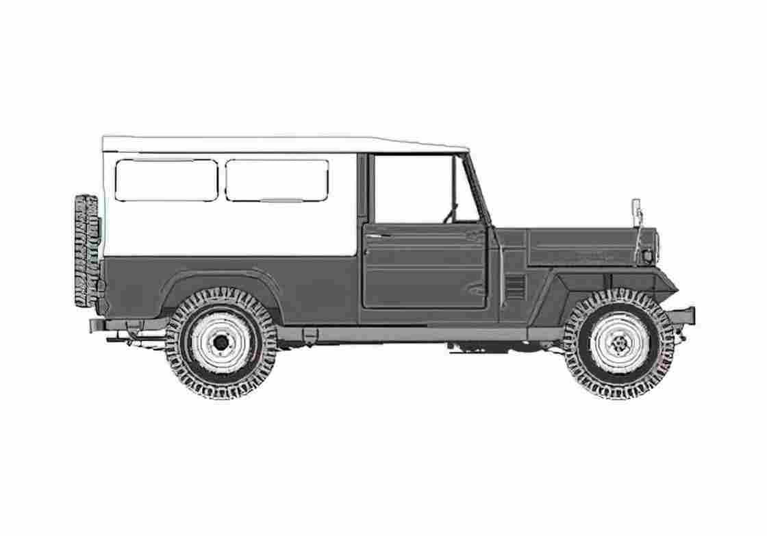 Blueprint Mitsubishi Jeep J40 SUV 1967 A4 Photo Print