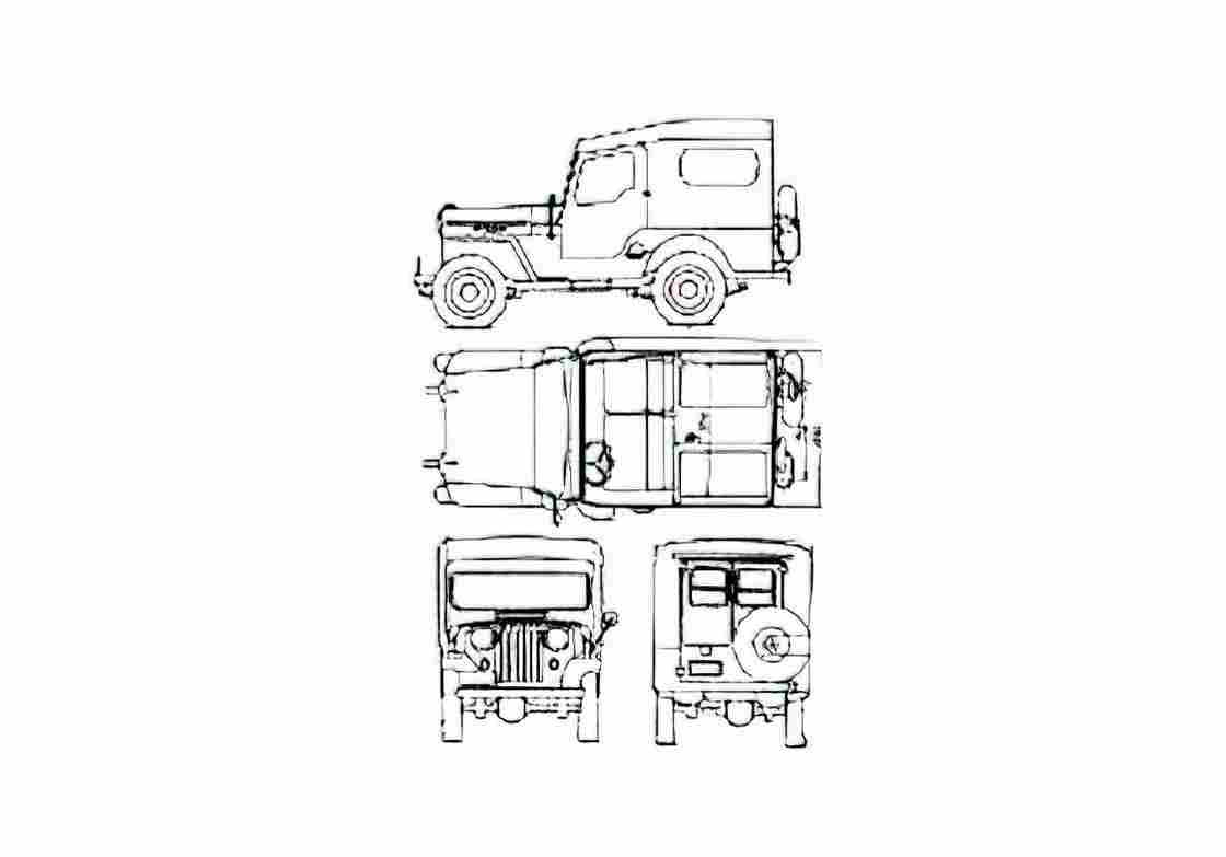 Blueprint Mitsubishi Jeep SUV A4 Photo Print