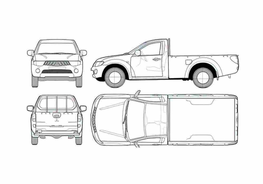 Blueprint Mitsubishi L 200 Pick up 2006 A4 Photo Print