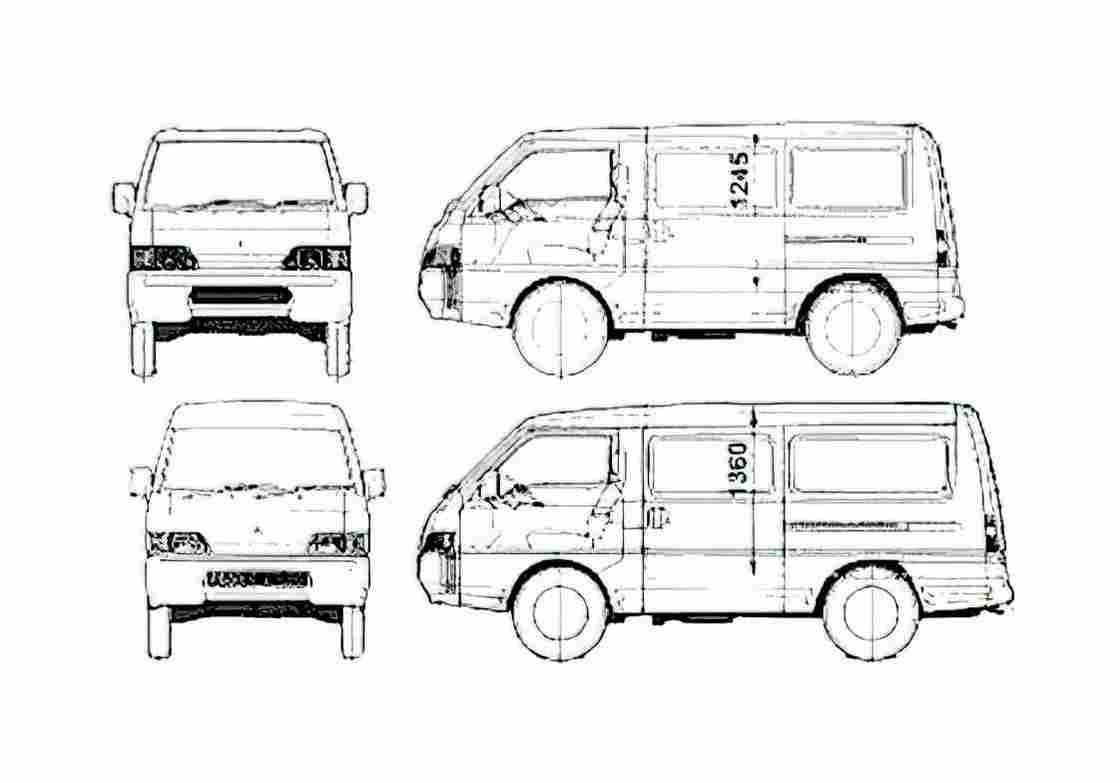 Blueprint Mitsubishi L 300 Microvan 2005 A4 Photo Print
