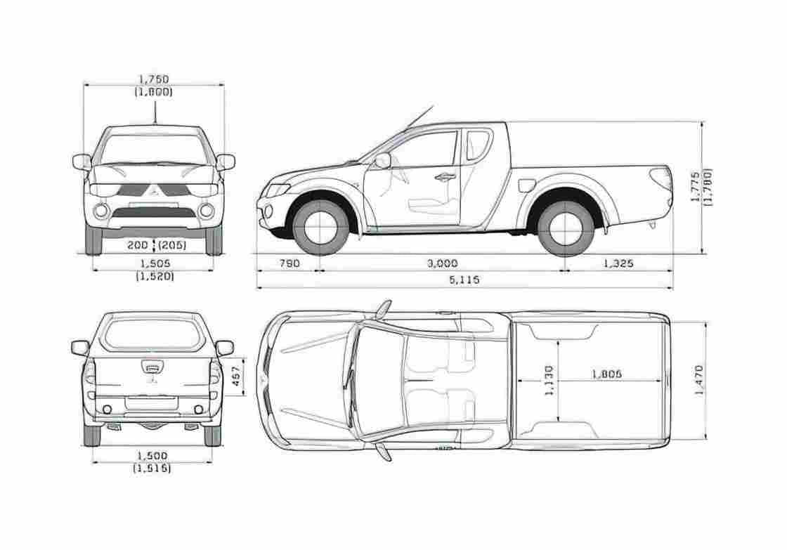 Blueprint Mitsubishi L200 Club Cab Pick up 2008 A4 Photo Print