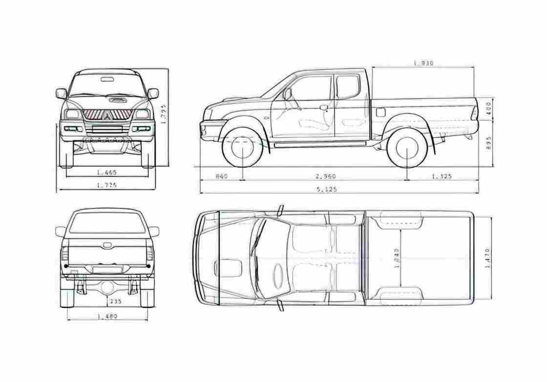 Blueprint Mitsubishi L200 Club Cab Warrior Pick up 2007 A4 Photo Print