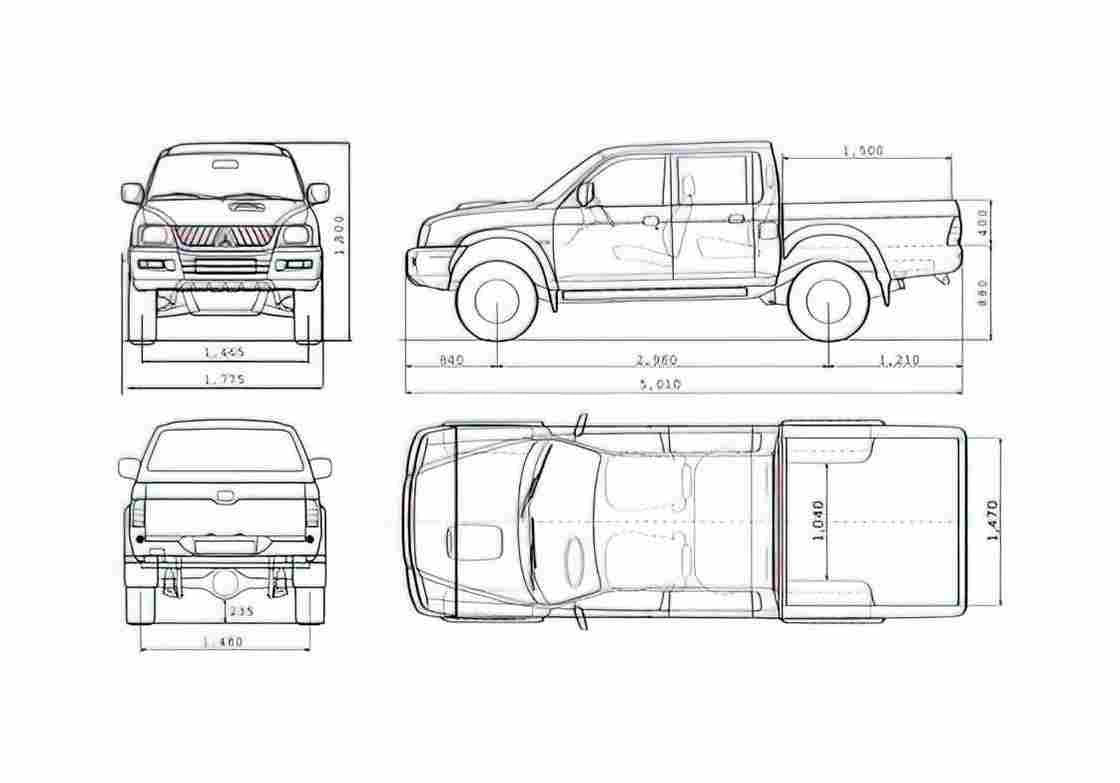Blueprint Mitsubishi L200 Double Cab 4Life Pick up 2007 A4 Photo Print