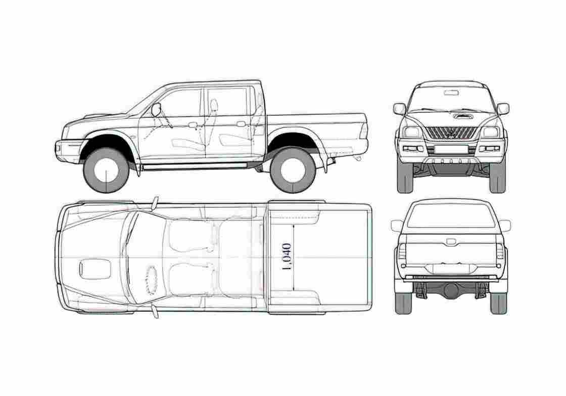 Blueprint Mitsubishi L200 Double Cab Pick up 2002 A4 Photo Print