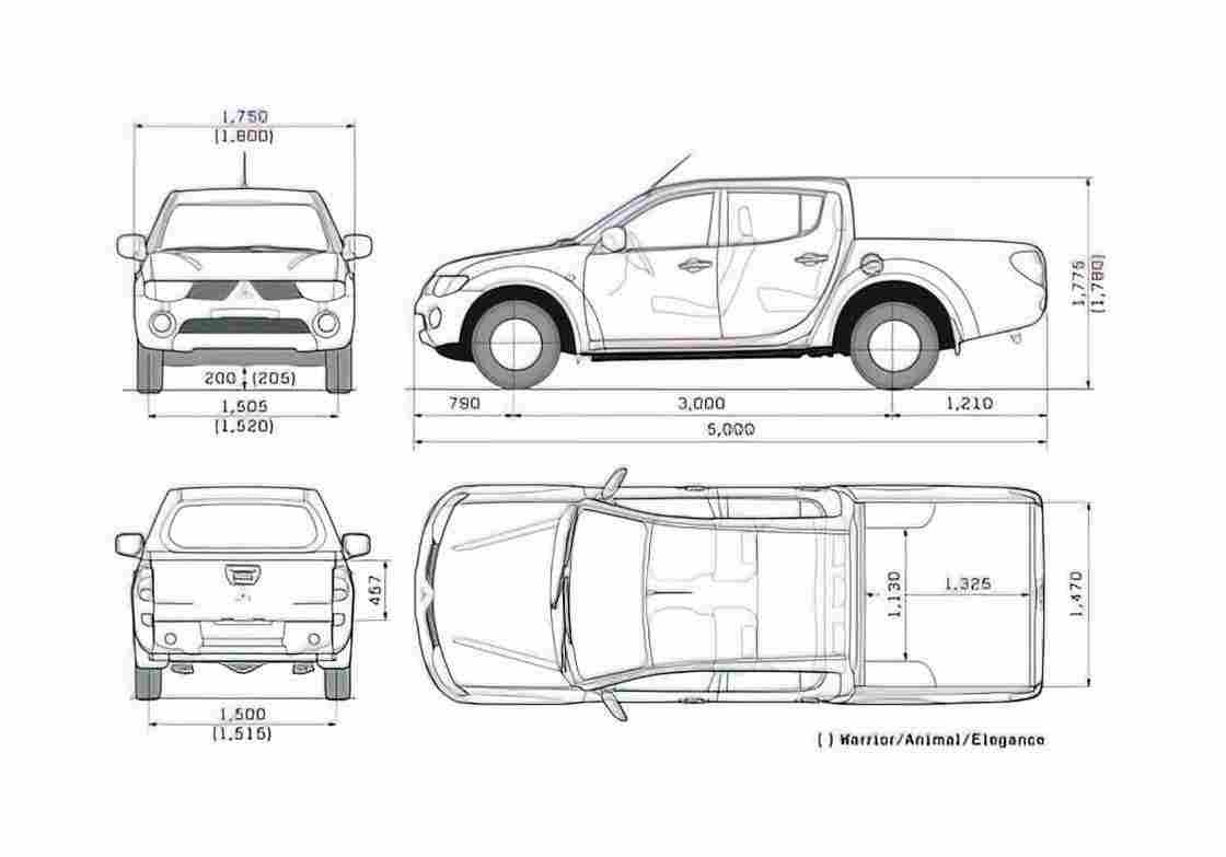 Blueprint Mitsubishi L200 Double Cab Pick up 2008 A4 Photo Print