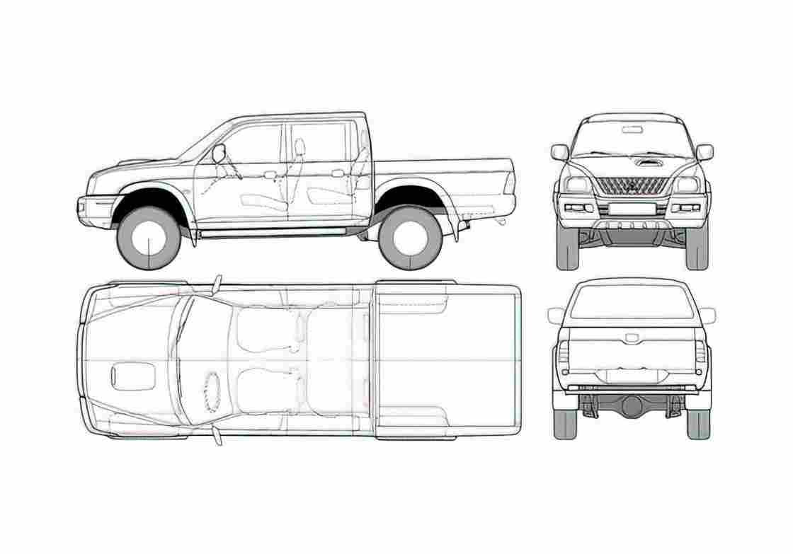 Blueprint Mitsubishi L200 magnum SUV 2004 A4 Photo Print