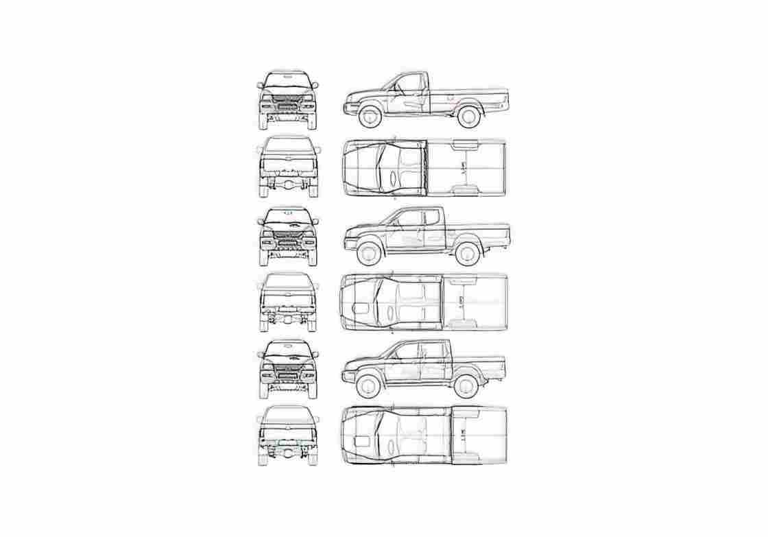 Blueprint Mitsubishi L200 magnum SUV 2006 A4 Photo Print