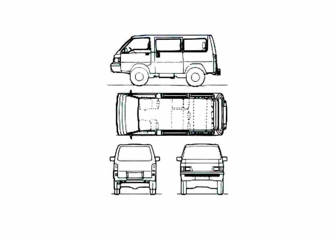 Blueprint Mitsubishi L300 4x4 Bus 1993 A4 Photo Print