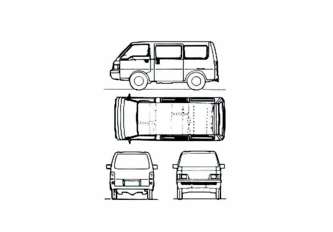Blueprint Mitsubishi L300 Bus 1993 A4 Photo Print
