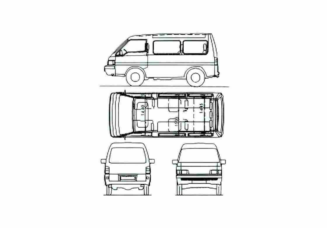 Blueprint Mitsubishi L300 Lux Bus 1993 A4 Photo Print